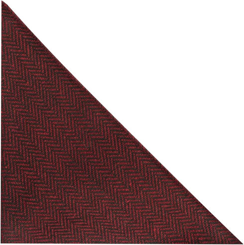 King & Priory Cranberry Red & Black Herringbone Pocket Square, Handkerchief...