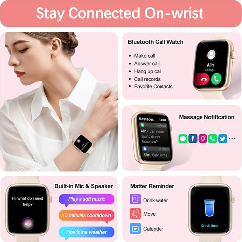 Smart Watch(Answer/Make Call), 1.85" Smartwatch for Women, Fitness Activity Tracker with Heart Rate Blood Oxygen Sleep Monitor Step Calorie Counte...