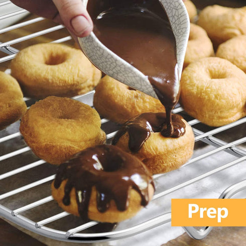 Baking Cooling Rack Set of 2, E-far 16.5"x11.5" Stainless Steel Metal Roasting Cooking Racks, Fits in Half Sheet Cookie Pans, Non Toxic & Rust Fre...