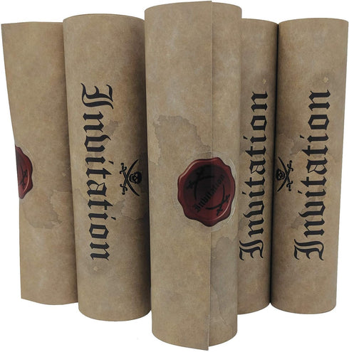 20 Pirate Birthday Invitations for Children Boys and Girls Unique Roll up Like Real Pirate Scrolls...