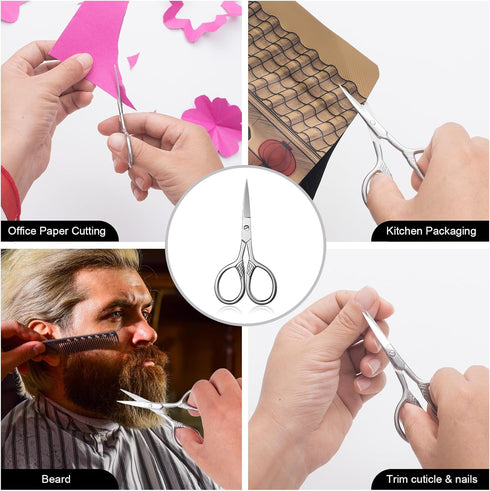 Professional Grooming Scissors, Small Scissors for Hair, Nose, Eyebrow Trimming, Facial, Mustache, Eyelashes. Precision Stainless Steel Scissors -...