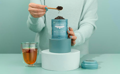 JusTea KENYAN EARL GREY | Loose Leaf Black Tea | Tin with Hand Carved Tea Spoon | 40+ Cups (3.2oz) | High Caffeine | Award-Winning | Fair Trade | ...