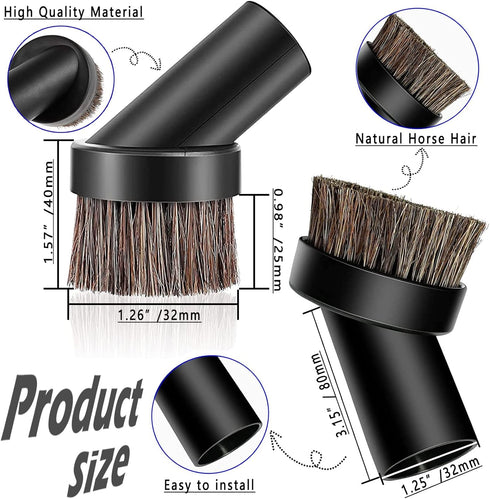 Universal Vacuum Attachment Kit Wet Dry Plastic Vacuum Hose Adapter 1-1/4" Vacuum Cleaners Accessories with Horse Hair Brush Extension Wand Flexib...
