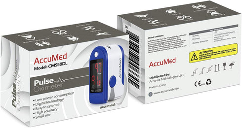 AccuMed CMS-50DL Fingertip Pulse Oximeter Blood Oxygen SpO2 Sports and Aviation Fingertip Monitor w/ Carrying case, Lanyard Silicon Case & Battery...