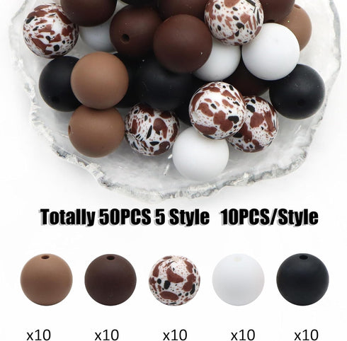 David accessories Silicone Beads 15mm Silicone Beads Bulk Round Silicone Beads for Keychain Pens Lanyards Bracelet Making DIY Craft 50Pcs (C)...