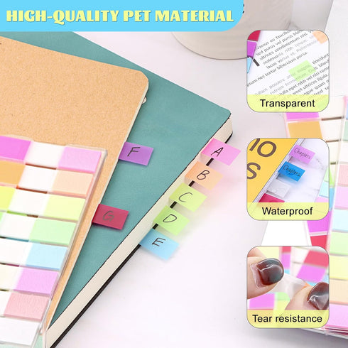 Book Tabs Pastel 1400 PCS Sticky Tabs,Transparent 7 Pads Annotation Post Note Book Flags Page Markers Index Tabs 2024 Planner Relocatable Clear St...