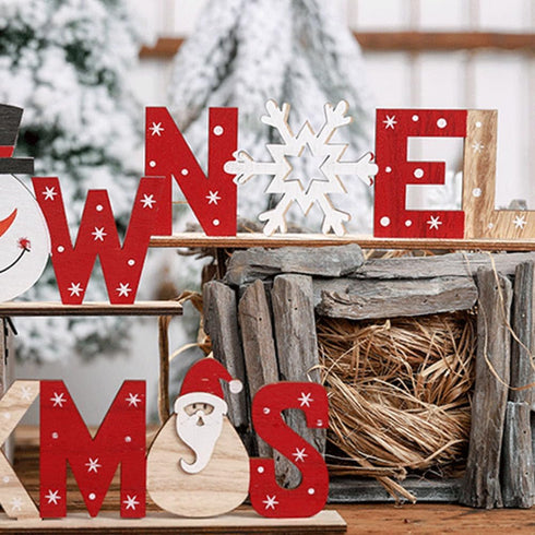 SUPVOX 2pcs Christmas Wooden Decorations Xmas Holiady Tabletop Noel Sign Decorations Ornament...