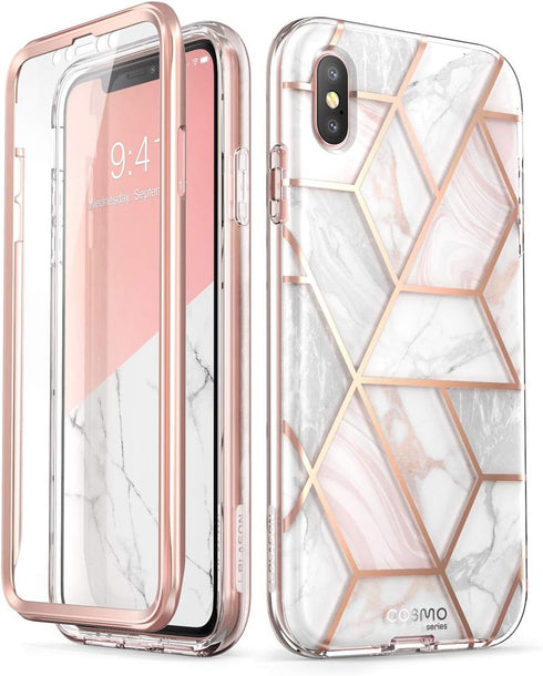 i-Blason Cosmo Full-Body Case for iPhone Xs/ iPhone X Case 2018 Release, Marble, 5.8"...