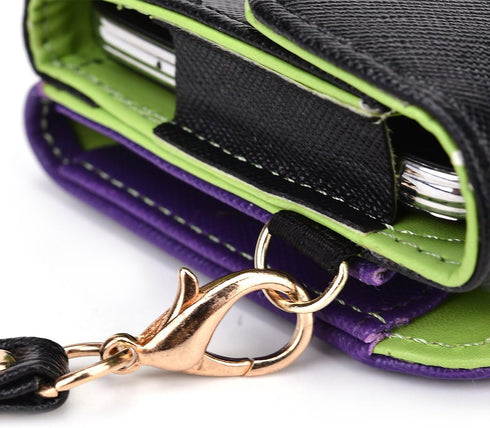 Clutch Wallet with Wristlet and Crossbody Strap for Smartphones or Phablets up to 5.7 Inch - Carrying Case - Frustration-Free Packaging - Black an...