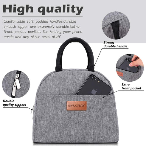 BALORAY Lunch Bag for Women Men Insulated Lunch Box for Adult Reusable Lunch Tote Bag for Work, Picnic or Travel (Grey)...