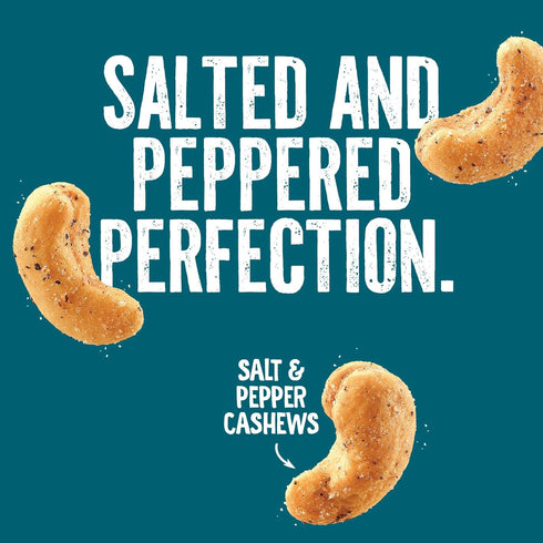 Emerald Nuts Salt and Pepper Seasoned Cashews (1-Pack), 5oz Resealable Bag, Kosher Certified, Non-GMO, Contains No Artificial Preservatives, Flavo...