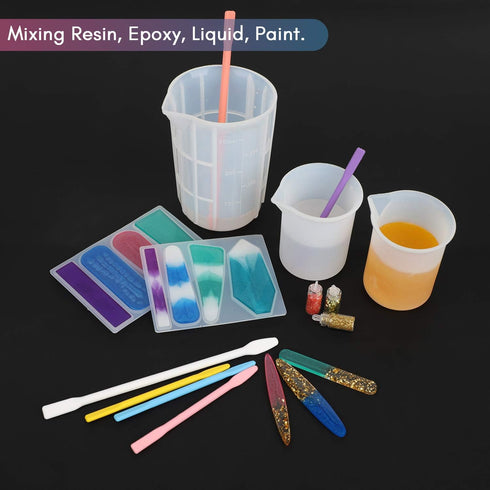 Gartful 6pcs Silicone Resin Stir Sticks, Reusable Silicone Stirring Rods, Epoxy Stir Sticks Craft Tools for Mixing Resin, Paint, Liquid, Making Gl...