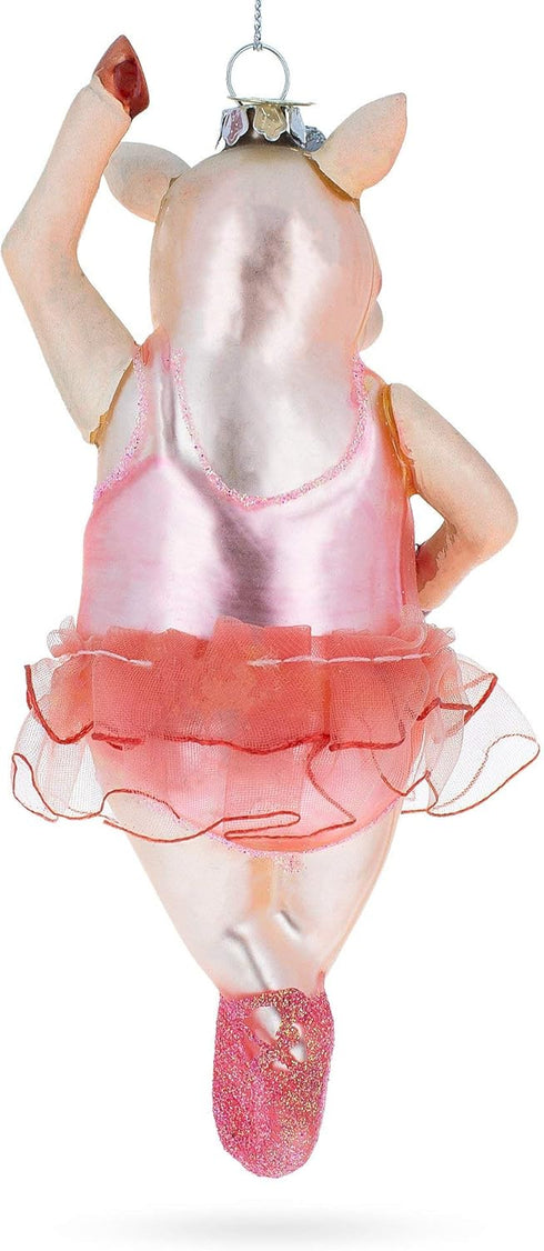 Graceful Pig Dancing Ballet Blown Glass Christmas Ornament...