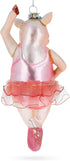 Graceful Pig Dancing Ballet Blown Glass Christmas Ornament...