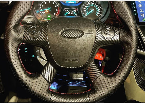 ruihe 3PCS Carbon Fiber Color Steering Wheel Cover Trim Fit for Ford Focus Escape C-max cmax...