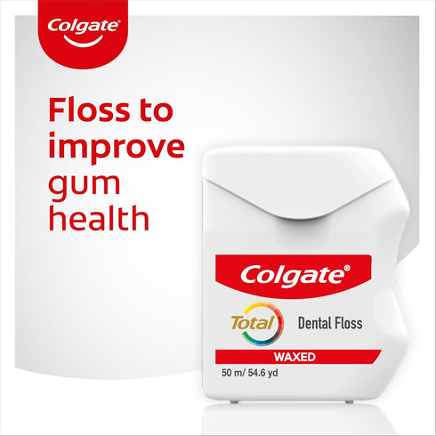 Colgate Total Pro Gum Health Interdental Floss 25m - Waxed Tooth Floss - Improves Gum Health - Helps Reduce Gum Problems - Helps Reduce Tooth Deca...