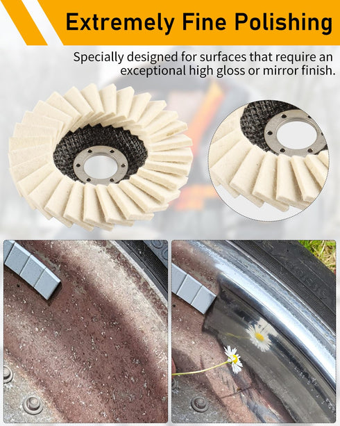 6 Pcs Wool Polishing Wheel Disc 4-1/2" x 7/8" Arbor, Thicken Buffing Wheel for Angle Grinder, Grinder Polishing Wheel Great for Buffing Metal, or ...