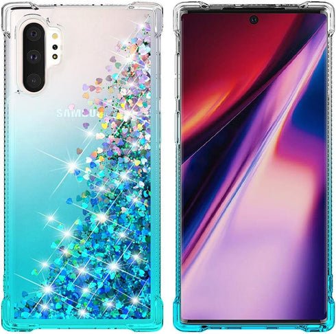 for Galaxy Note 10 Plus Case,Gradient Design Bling Flowing Liquid Floating Sparkle Colorful Glitter Waterfall TPU Protective Phone Case for Galaxy...