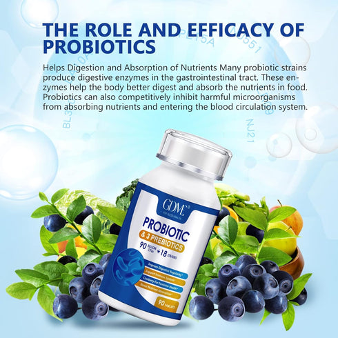 Probiotics 90 Billion CFU 18 Strains, Contains 3 Prebiotics, for Men & Women, Once Daily Probiotic Dietary Supplement, Boosts Digestive and Immune...