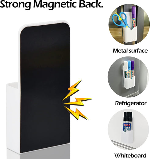 Simetufy 2pcs Magnetic Pen Holder, Magnetic Whiteboard Marker Holder, Mgnetic Pencil Holder for Refrigerator, Magnetic Pencil Holder for Locker(Wh...