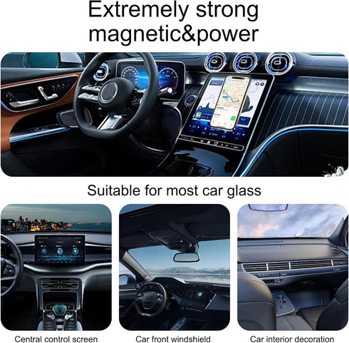 Magnetic Suction Phone Mount, Magnetic Cell Phone Holder for Car, Suction Cup Car Phone Holder, Suitable for Car/Mirror/Gym/Kitchen Smooth Surface...