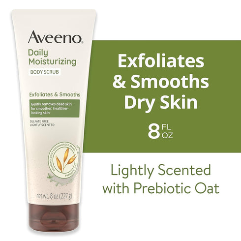 Aveeno Daily Moisturizing Body Scrub, Exfoliating Body Wash for Smoother, Healthier Looking Skin, Soothing Prebiotic Oat Formula, Sulfate-Free, So...