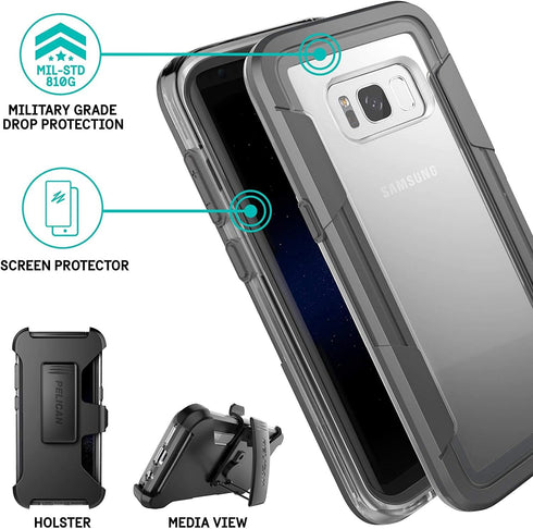 Pelican Voyager Military Grade Case for Samsung Galaxy S8+ Plus (Clear-Grey)...