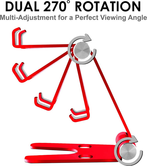 Cell Phone Tablet Fully Foldable Stand Dock Holder Cradle Mount Organizer Charger Station Table Desk Bed Office School Kitchen Travel Portable Adj...