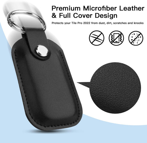 Compatible with Tile Pro 2022 Case, Microfiber Leather Holder Case Protective Cover with Key Ring for Tile Pro 2022 Tracker, 1 Pack (Black)...