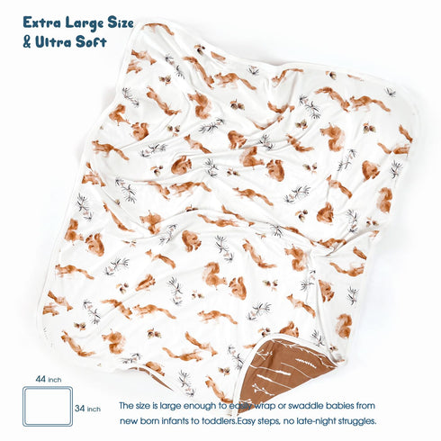 GRSSDER Baby Blankets Super Soft Jersey Knit Swaddle Blanket for Baby Girls and Boys, Double Layer Reversible Receiving Blankets 34 x 44 Extra Lar...