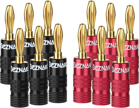 Banana Plugs with Dual Set Screws,Black and Red Aluminum Shell,6 Pairs......