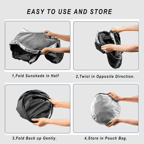 Windshield Sun Shade | Car Sun Shade Windshield | Foldable Front Windshield Sunshades | Reflective Shade for Front Windshield with Mirror Cut-Out ...