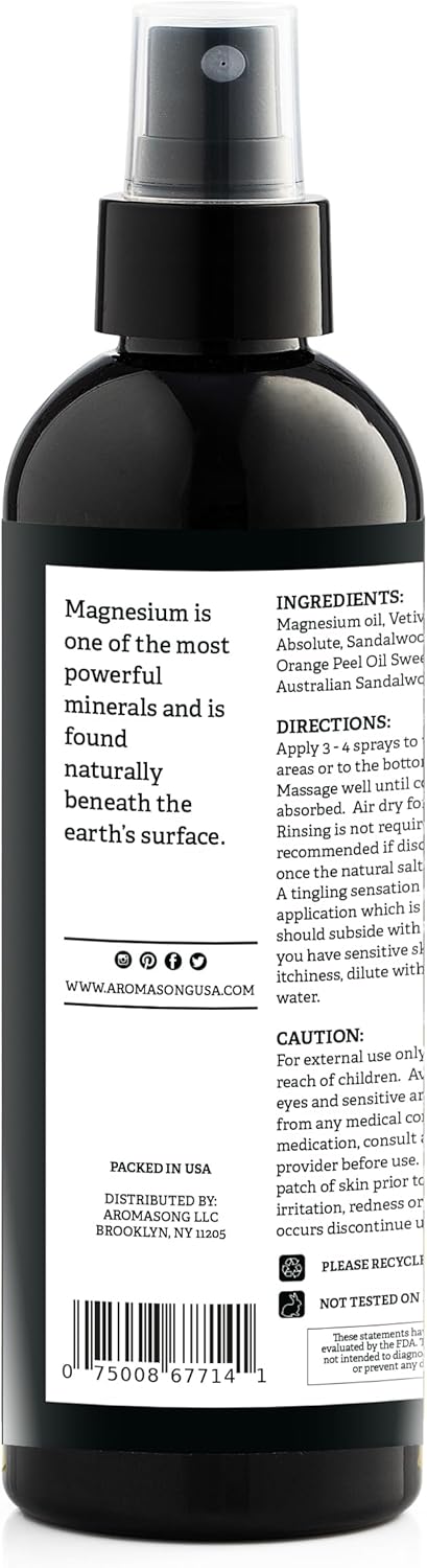 Aromasong Rose Extra Strength Ultra-Pure Magnesium Spray (23mg Magnesium in Each Spray) 8 Oz, Known to be Used for Leg Discomfort and Promotes a C...
