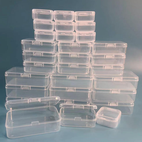 Wotermly 30 Pcs Small Containers Assorted Sizes Small Plastic Containers with Lids Small Mini Clear Plastic Beads Storage Containers Box with Hing...