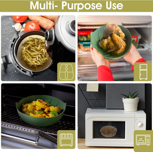 Air Fryer Silicone Liners 2 Pack, Reusable Air Fryer Liner, Food Grade Air Fryer Accessories, Air Fryer Oven Microwave Accessories for 3Qt-5Qt, Mu...