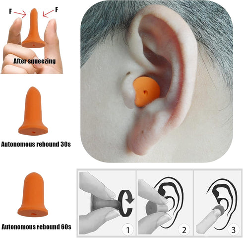Earplugs,Noise Cancelling Earplugs with Portable PVC Case, Highest NRR 33dB Soft Form Earplugs, Reusable Sound Blocking Earplugs for Snoring, Trav...