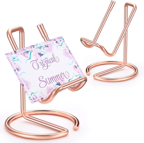 2 Pieces Metal Business Card Holder for Desk, Cell Phone Stand, Elegant Line Business Card Display Holder Stand, Office Desktop Business Name Card...