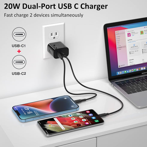 Car Charger for iPhone 15, 40W Dual USB C Fast Car Charger Cigarette Lighter +2 Pack 6FT USB C to USB C Cable+ Dual USB C Wall Charger for iPhone ...