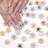50Pcs Flower Nail Charms 3D Lovely Flower Charms Nail Rhinestones Gold Edge Glaze Design Resin Nail Jewels Colorful Floral Nail Art Charms Supplie...