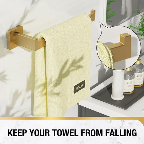 HITSLAM Gold 9 Inch Hand Towel Bar for Bathroom, SUS304 Stainless Steel Kitchen Hand Towel Holder Wall Mounted, Modern Home Decor Bath Towel Rack ...