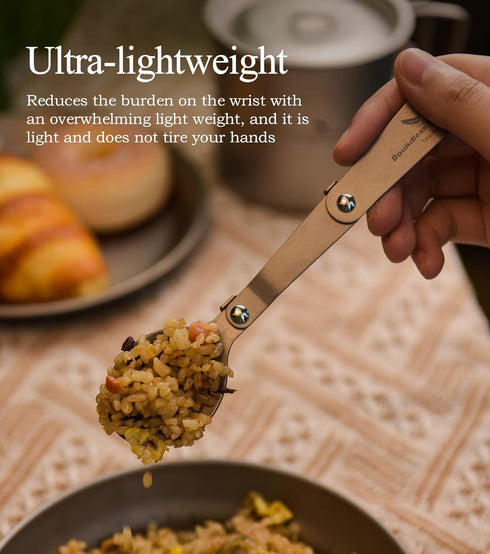 iBasingo Titanium Folding Spoon Camping Cutlery Coffee Tea Soup Dessert Food Serving Spoon Lightweight Portable Dinnerware Travel Backpacking Picn...