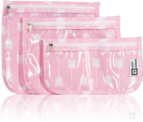 TSA Approved Toiletry Bag,Set of 3 Clear Diaper Bag Organizing Pouches Waterproof Quart Size Travel Pouch Set,Multi-purpose Diaper Organizer for M...