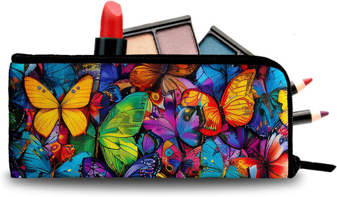 Colorful Butterfly Makeup Bag Cosmetic Bag for Women,1Pcs Large Capacity Makeup Bags and 1Pcs Pencil Case Makeup Brushes Storage Bag Travel Toilet...