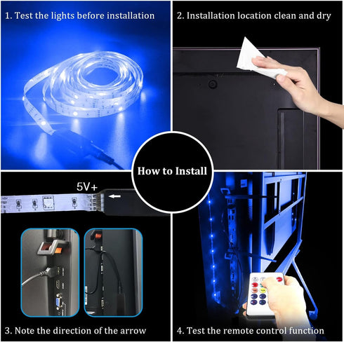 phopollo LED Lights for TV, 12.5Ft TV LED Backlight, LED Strip Lights for TV 55-65 inch, Bluetooth Color Changing LED TV Lights, App Control, USB ...