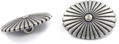 Bezelry 12 Pieces Oval Cactus Flower Metal Shank Buttons. 24mm X 19mm (Antique Silver)...