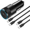 ?MFI Certified? 40W USB C Car Charger, Dual PD Cigarette Lighter Adapter, 2 Port Type C Fast Charging Car Plug with 2 Pack 3.3FT Lightning Cable f...
