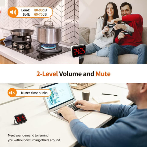 VOCOO Magnetic Kitchen Timer for Cooking with Count Up Countdown, Digital Timer Battery Powered with Large Display, 2 Brightness and Volume Levels...