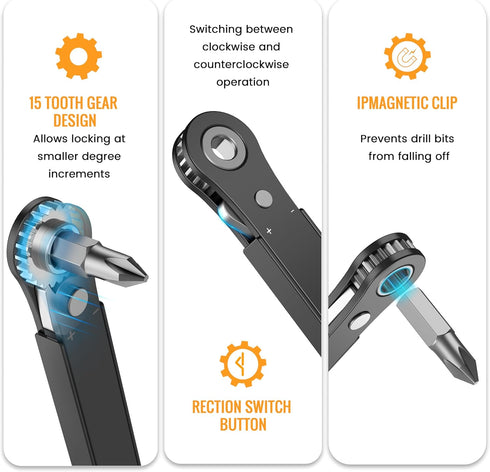 Right Angle Screwdriver Mens Gifts - 90 Degree Offset Ratcheting Screwdriver Pocket Mini Low Profile Ratchet Wrench Bit Socket Set for Tight Space...