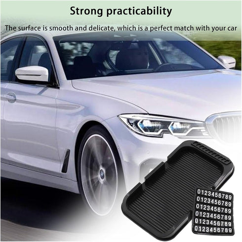 Car Dashboard Phone Holder, Non-Slip Double-Groove Auto Cell Phone Pad Mat with Number Plate, Universal Vehicle Phone Mount for All Smartphones, G...