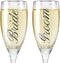 BANBERRY DESIGNS Bride and Groom Champagne Glasses Set of 2 Elegant Toasting Flutes Silver Wedding Champagne Set Wedding Glasses 6 oz...